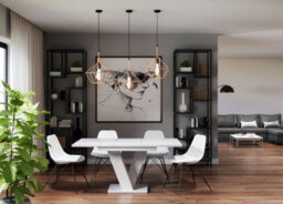 Impact Furniture Extendable Dining Table White High Gloss Kitchen Table 120-160Cm V Leg Seats 6 8 Masy - thumbnail 3