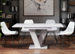 Impact Furniture Extendable Dining Table White High Gloss Kitchen Table 120-160Cm V Leg Seats 6 8 Masy - thumbnail 2
