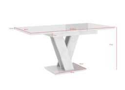 Impact Furniture Extendable Dining Table White High Gloss Kitchen Table 120-160Cm V Leg Seats 6 8 Masy - thumbnail 8