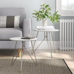 Aspect Furniture Alegro Set Of 2 Round Nesting Tables-White - thumbnail 1
