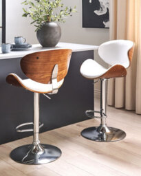 Beliani Set Of 2 Bar Chairs Rotterdam Faux Leather Swivel White - thumbnail 2
