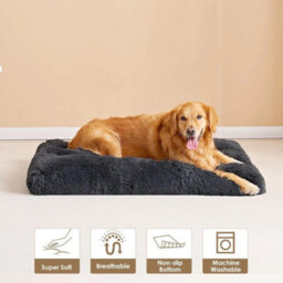 Dark Grey Medium (80X55Cm) Dog Bed Soft Pet Cushion Large Dog Crate  Cat Mattress Washable Pad Mat - thumbnail 4