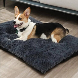 Dark Grey Medium (80X55Cm) Dog Bed Soft Pet Cushion Large Dog Crate  Cat Mattress Washable Pad Mat - thumbnail 3