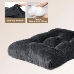 Dark Grey Medium (80X55Cm) Dog Bed Soft Pet Cushion Large Dog Crate  Cat Mattress Washable Pad Mat - thumbnail 2