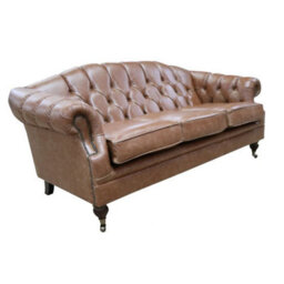 Chesterfield 3 Seater New England Saddle Leather Sofa Settee In Victoria Style - thumbnail 5