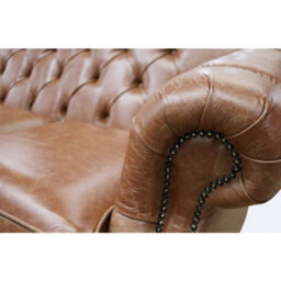 Chesterfield 3 Seater New England Saddle Leather Sofa Settee In Victoria Style - thumbnail 6
