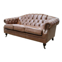 Chesterfield 3 Seater New England Saddle Leather Sofa Settee In Victoria Style - thumbnail 3