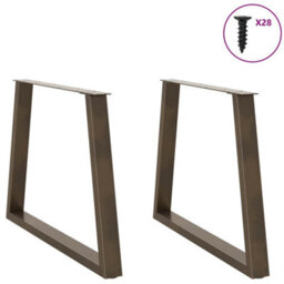 Berkfield Dining Table Legs V-Shape 2 Pcs Natural Steel 100X(72-73.3) Cm Steel - thumbnail 3