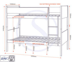 Seconique Bruno 3Ft  Bunk Bed White Perfect For Children's Rooms - thumbnail 9