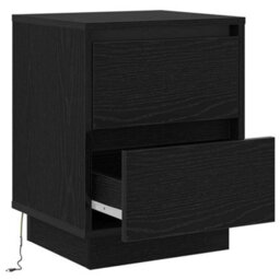 Berkfield Bedside Cabinet With Led Lights Black 39X34.5X50 Cm - thumbnail 6