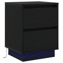 Berkfield Bedside Cabinet With Led Lights Black 39X34.5X50 Cm - thumbnail 2