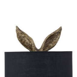First Choice Lighting Babs Antique Gold Hare Table Lamp With Black Fabric Shade - thumbnail 2
