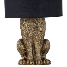 First Choice Lighting Babs Antique Gold Hare Table Lamp With Black Fabric Shade - thumbnail 3