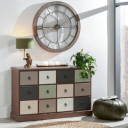 Pacific Lifestyle Natural Wood And Black Metal Mesh Round Wall Clock - thumbnail 4