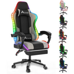 Alivio Wireless App Control Led Gaming Chair With Massage Lumbar Cushion (Grey)