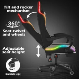 Alivio Wireless App Control Led Gaming Chair With Massage Lumbar Cushion (Grey) - thumbnail 4