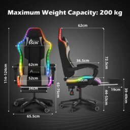 Alivio Wireless App Control Led Gaming Chair With Massage Lumbar Cushion (Grey) - thumbnail 5
