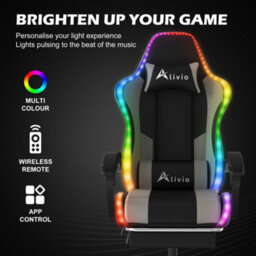 Alivio Wireless App Control Led Gaming Chair With Massage Lumbar Cushion (Grey) - thumbnail 7