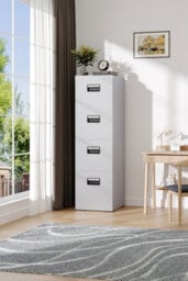 Thehotsale 133Cm H Cabinet 4-Drawer Vertical File Cabinet With Interlock, White - thumbnail 2