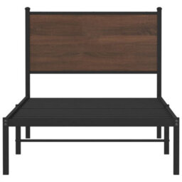 Berkfield Metal Bed Frame Without Mattress Brown Oak 90X190 Cm Single - thumbnail 5