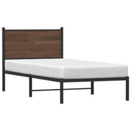 Berkfield Metal Bed Frame Without Mattress Brown Oak 90X190 Cm Single - thumbnail 4