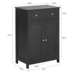 Sobuy Frg238-Dg, Bathroom Cabinet Versatile Storage Unit With Drawer, Moisture-Resistant Cupboard,grey,w60Xd35Xh87 - thumbnail 3