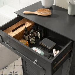 Sobuy Frg238-Dg, Bathroom Cabinet Versatile Storage Unit With Drawer, Moisture-Resistant Cupboard,grey,w60Xd35Xh87 - thumbnail 4