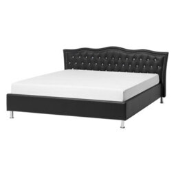 Beliani Bed Faux Leather Metz 140 X 200 Cm (Eu Double) Black - thumbnail 1