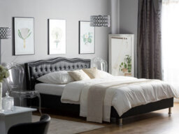 Beliani Bed Faux Leather Metz 140 X 200 Cm (Eu Double) Black - thumbnail 2