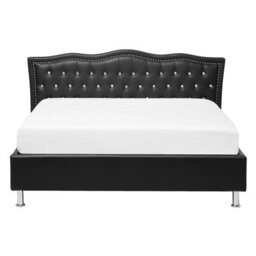 Beliani Bed Faux Leather Metz 140 X 200 Cm (Eu Double) Black - thumbnail 4