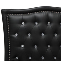 Beliani Bed Faux Leather Metz 140 X 200 Cm (Eu Double) Black - thumbnail 6