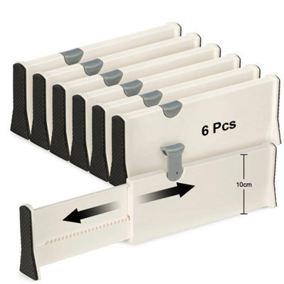 6Pcs White Adjustable Drawer Separators Organizers - image 1