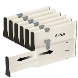 6Pcs White Adjustable Drawer Separators Organizers - thumbnail 1
