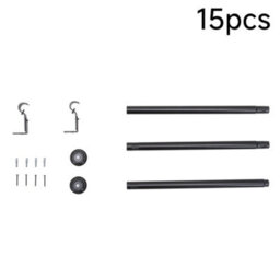 Living And Home Glossy Black Multi-Section Metal Telescopic Curtain Rod And Bracket (71-122Cm) - thumbnail 1