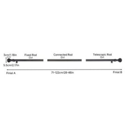 Living And Home Glossy Black Multi-Section Metal Telescopic Curtain Rod And Bracket (71-122Cm) - thumbnail 9