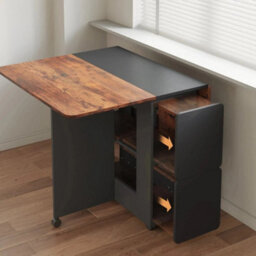 Rustic Brown And Black Folding Dining Table & Chairs Drop Leaf Table W/ 4 Chairs For Kitchen - thumbnail 3