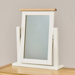 The Furniture Market Cotswold Cream Painted Vanity Mirror With Oak Top Premium Quality Cream Painted Mirror Natural Oak Top Satin Lacquer Adjustable - thumbnail 2