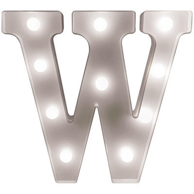 Battery Powered 3D Letter W Led Light - Freestanding Or Wall Mounted Alphabet Lighting Home Or Party Decoration - H22 X W14 X D3Cm
