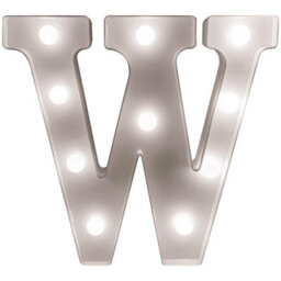 Battery Powered 3D Letter W Led Light - Freestanding Or Wall Mounted Alphabet Lighting Home Or Party Decoration - H22 X W14 X D3Cm - thumbnail 2