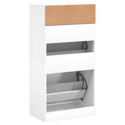 Berkfield Shoe Cabinet White 60X34X116 Cm Engineered Wood - thumbnail 7