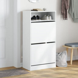 Berkfield Shoe Cabinet White 60X34X116 Cm Engineered Wood - thumbnail 3
