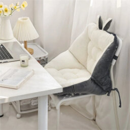 White & Grey High Back Chair Cushion Seat Pad Garden Outdoor Patio Office Bench Chair Padded - thumbnail 4
