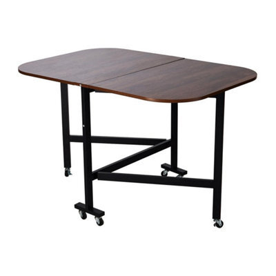Folding Drop Leaf Dining Table With Rounded Corners Breakfast Kitchen Industrial - image 1