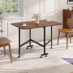 Folding Drop Leaf Dining Table With Rounded Corners Breakfast Kitchen Industrial - thumbnail 5