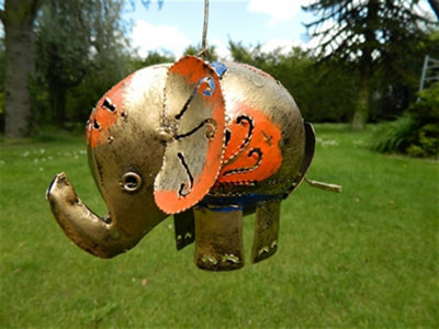 Metal Hanging Gold Elephant Animal Tea Light Candle Holder - image 1