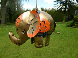 Metal Hanging Gold Elephant Animal Tea Light Candle Holder - thumbnail 1