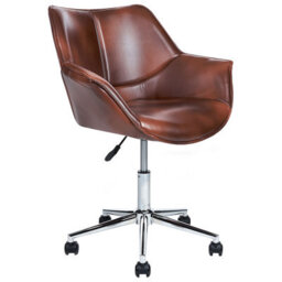 Beliani Desk Chair Newdale Faux Leather Dark Brown - thumbnail 6