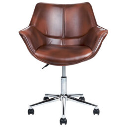 Beliani Desk Chair Newdale Faux Leather Dark Brown - thumbnail 4