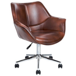 Beliani Desk Chair Newdale Faux Leather Dark Brown