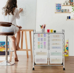 12 Drawers Rolling Storage Cart Scrapbook Paper Studio Organizer Trolley White - thumbnail 4